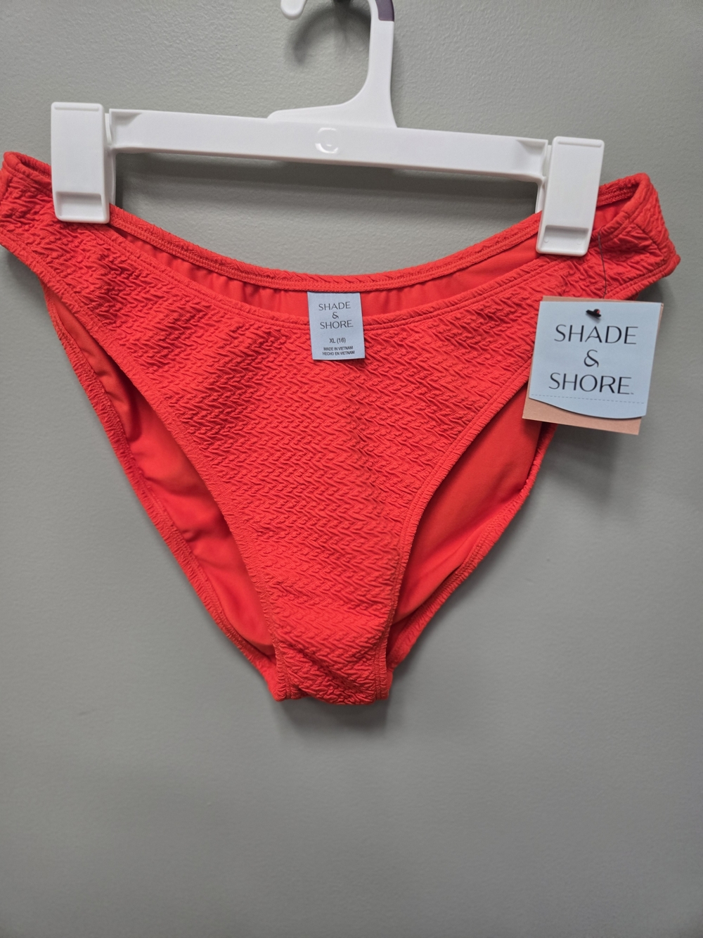 Shade & Shore Women's Red Textured Bikini Bottom XL